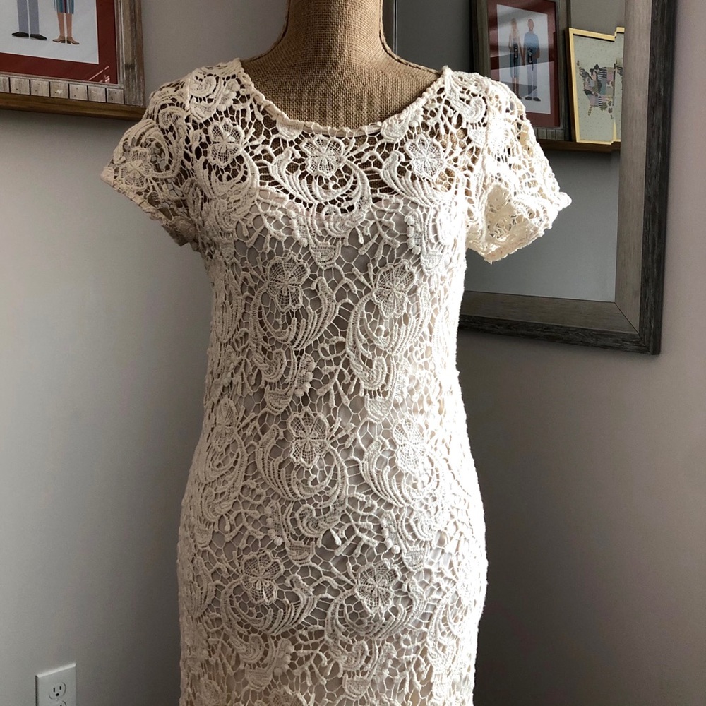 Lauren Conrad Ivory Cream Floral Lace Cotton Dress - Picture 7 of 10
